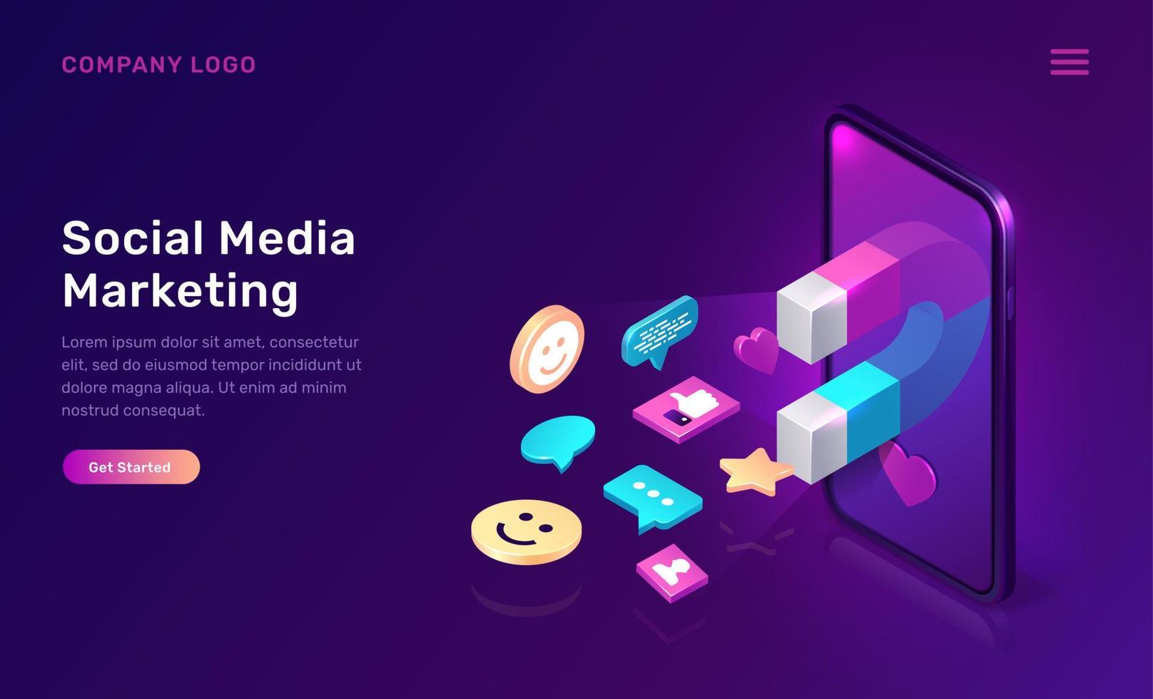 Social media marketing, viral mms isometric vector