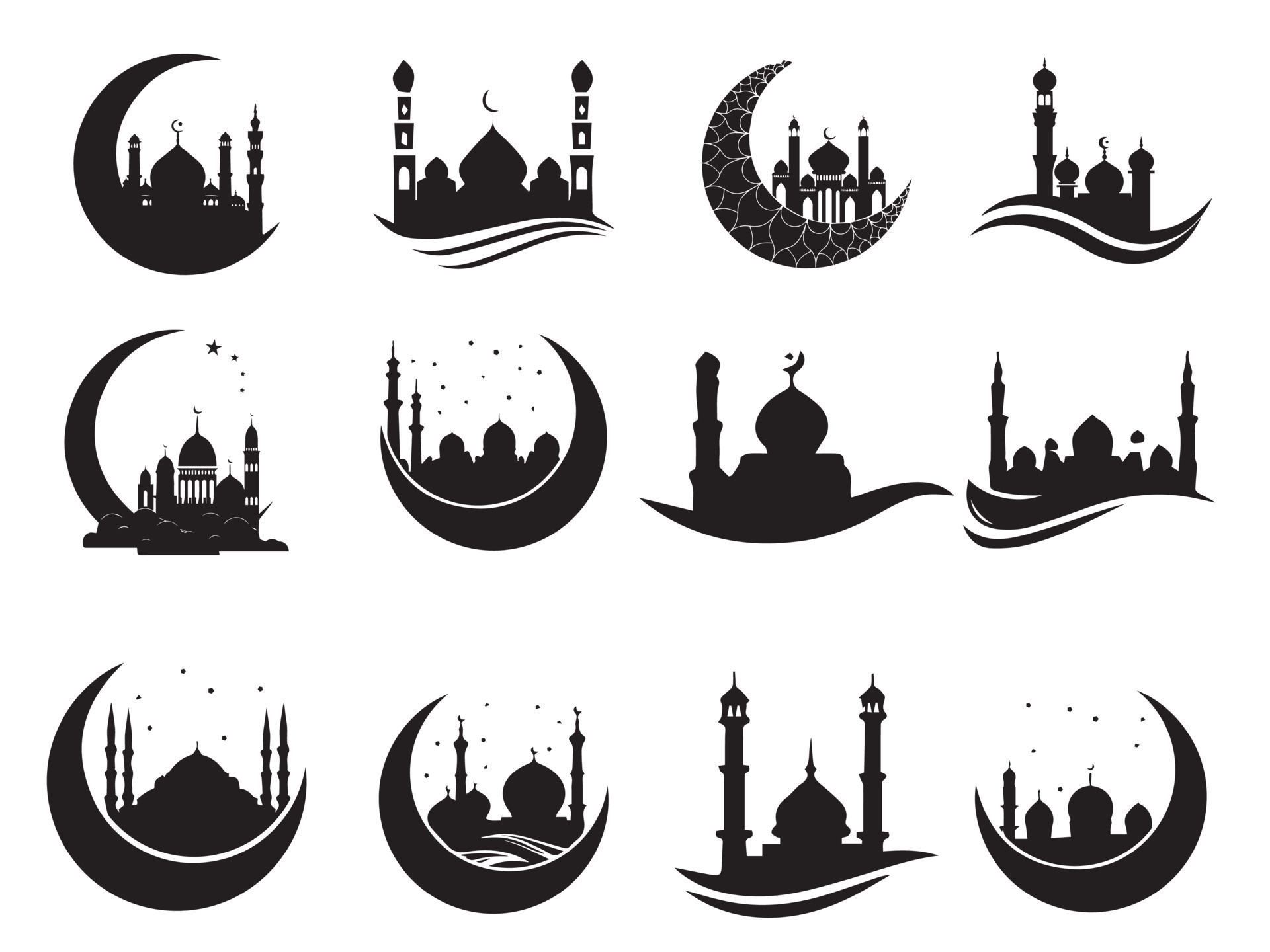 Mosque silhouette design free vector 21795039 Vector Art at Vecteezy