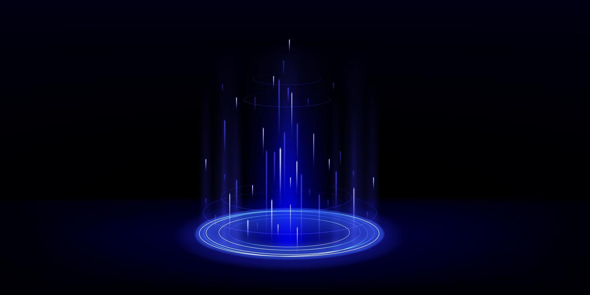 Futuristic circle portal glowing black background vector