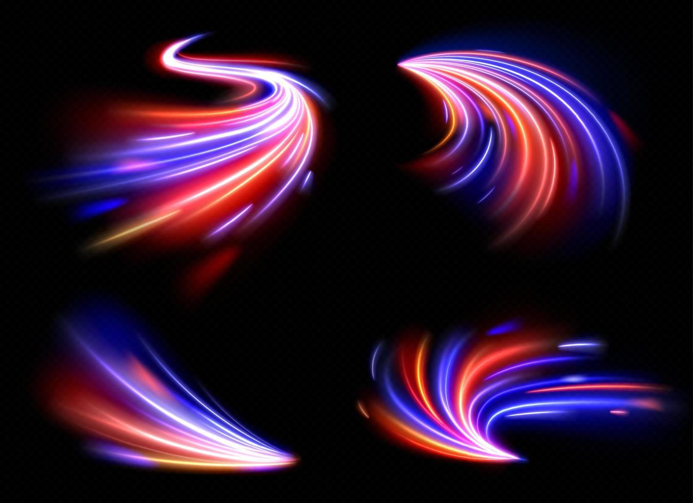 Realistic set of long exposure light effects vector