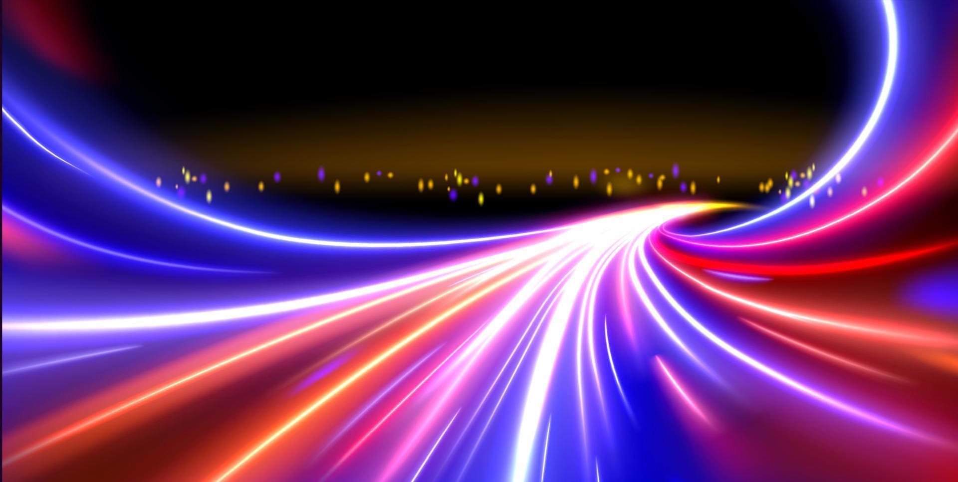 Long exposure effect. City car lights speed motion vector