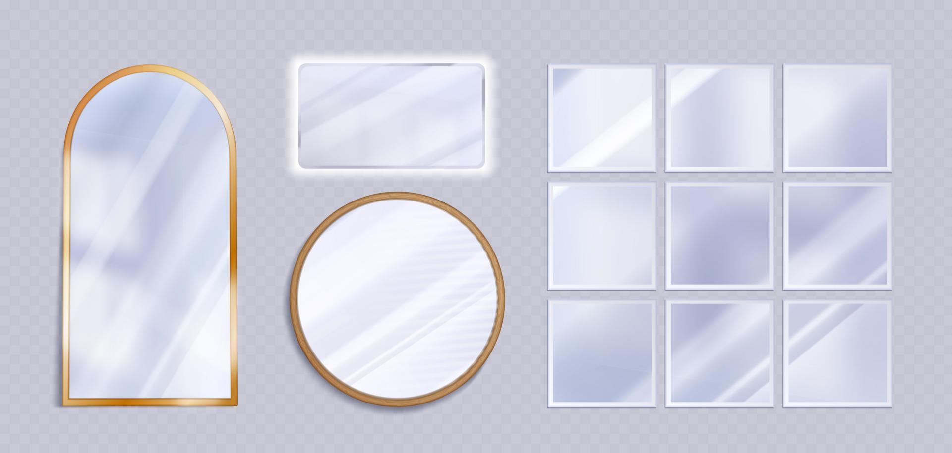 Realistic set of different mirrors on background 21795075 Vector Art at