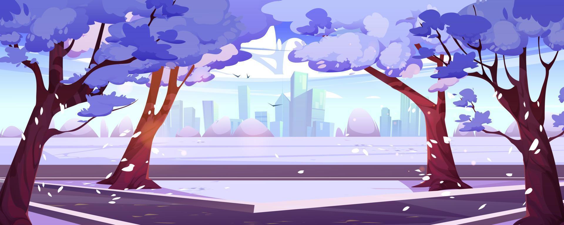 Winter city landscape, Nobody in town park scene vector