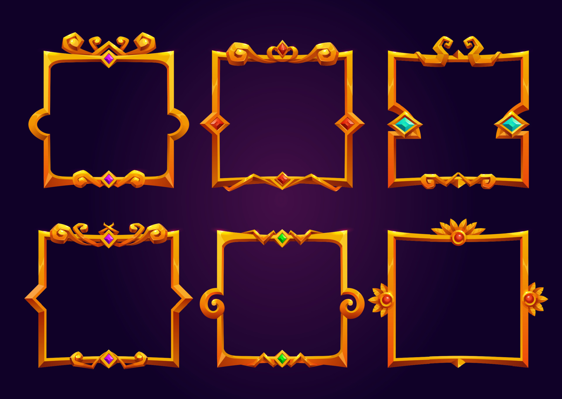 cartoon-set-of-golden-square-game-frames-21795103-vector-art-at-vecteezy