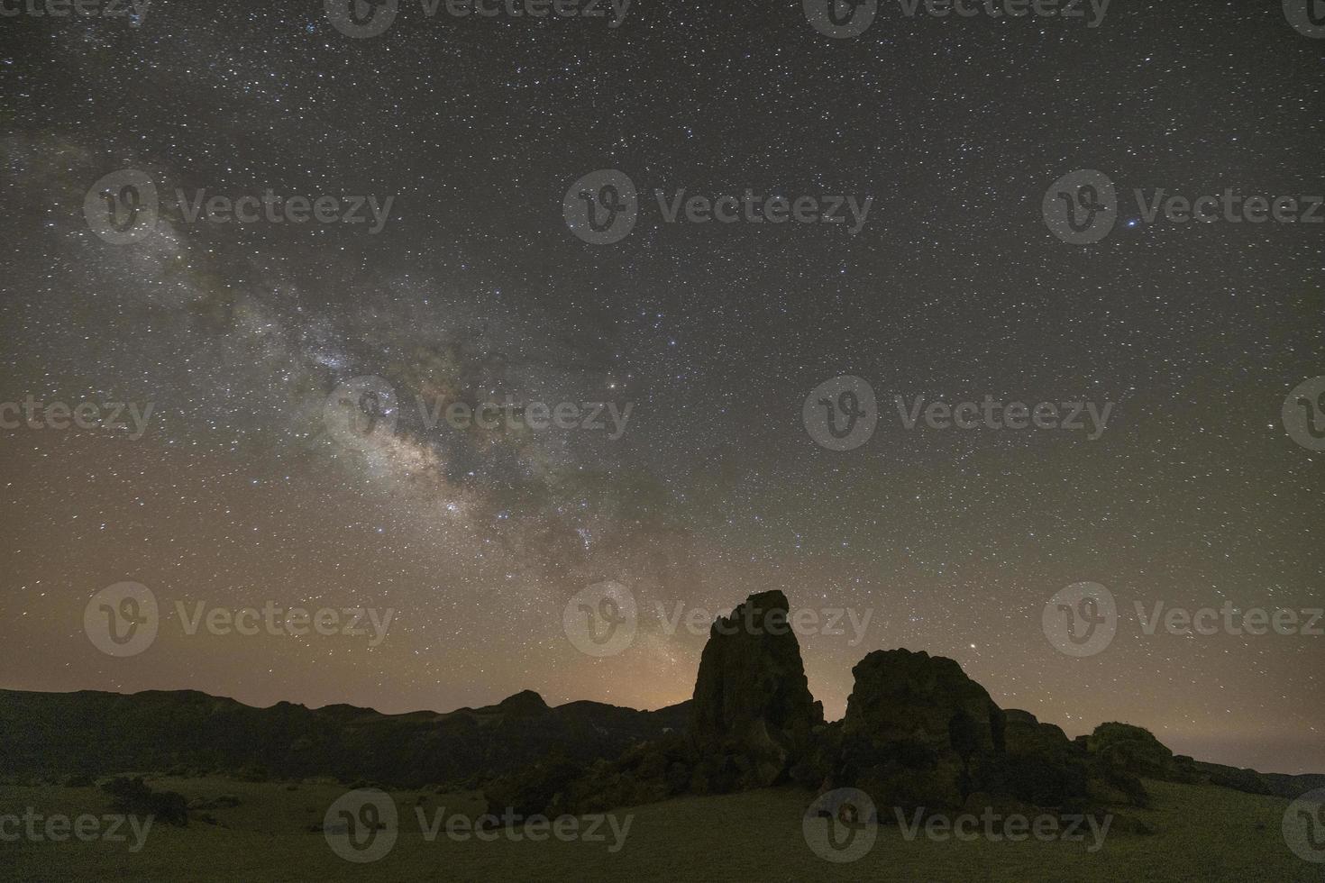 A night time star shot of the mountains of tenerife photo