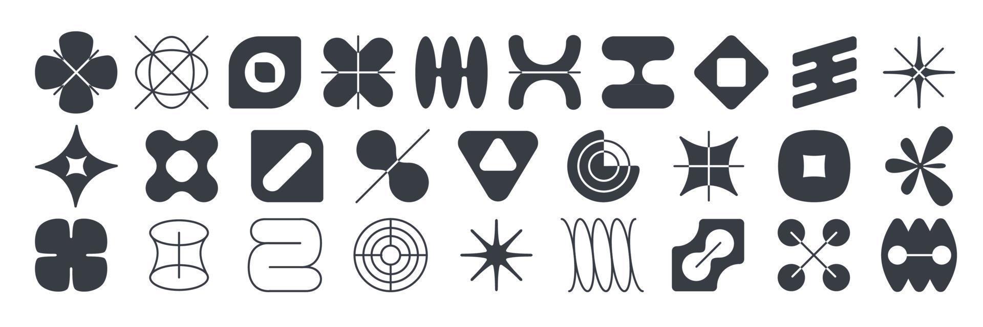 Abstract geometric shapes, brutalism elements vector