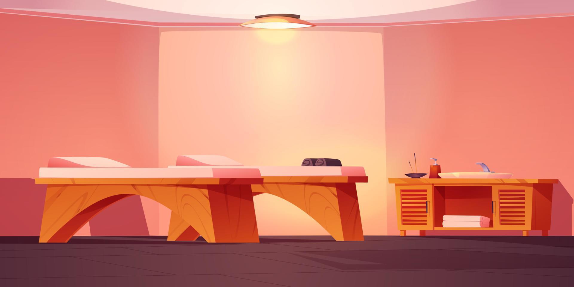 Spa salon room interior with furniture vector