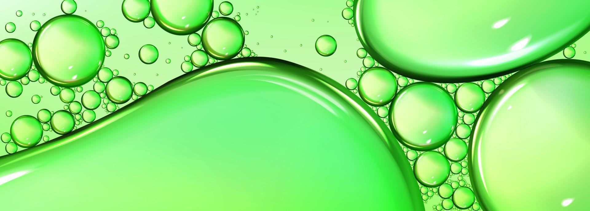 Green liquid oil bubble macro texture background vector