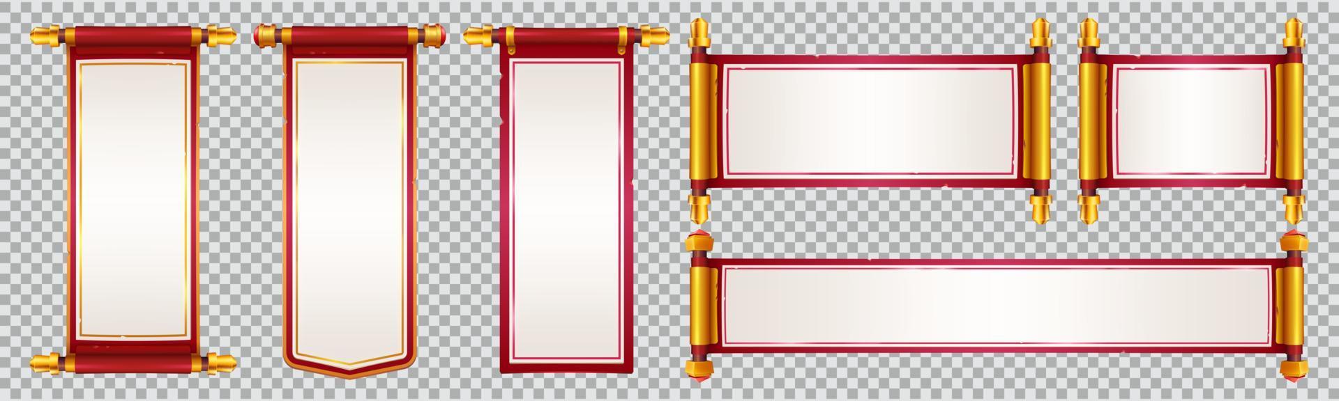 Chinese paper scroll vector dialogue frame set