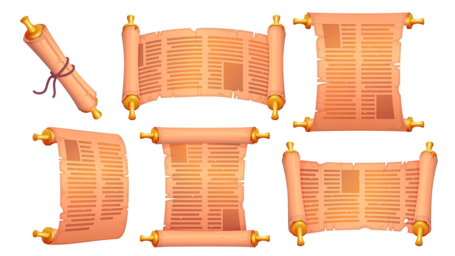 Ancient parchment torah scroll set cartoon vector