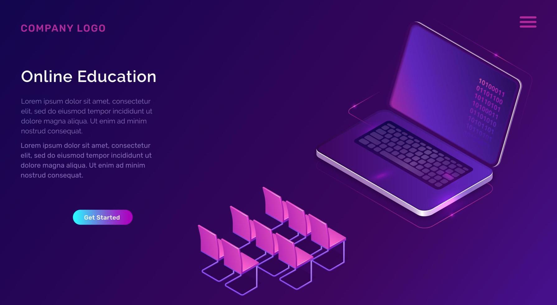 en línea educación o formación isométrica concepto vector