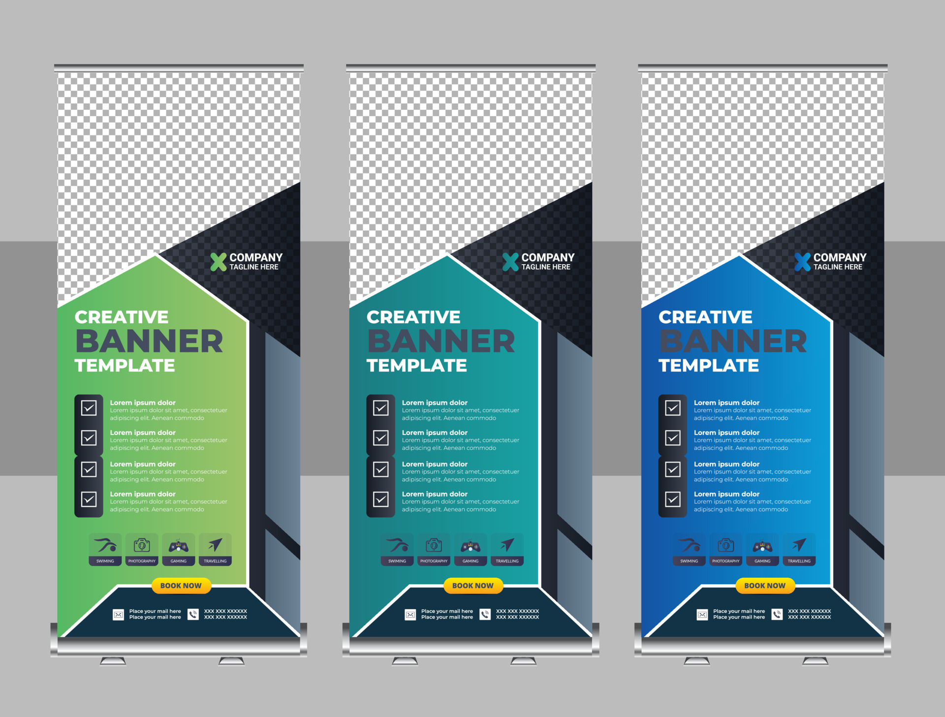Roll up banner design template, Business banner layout. vertical