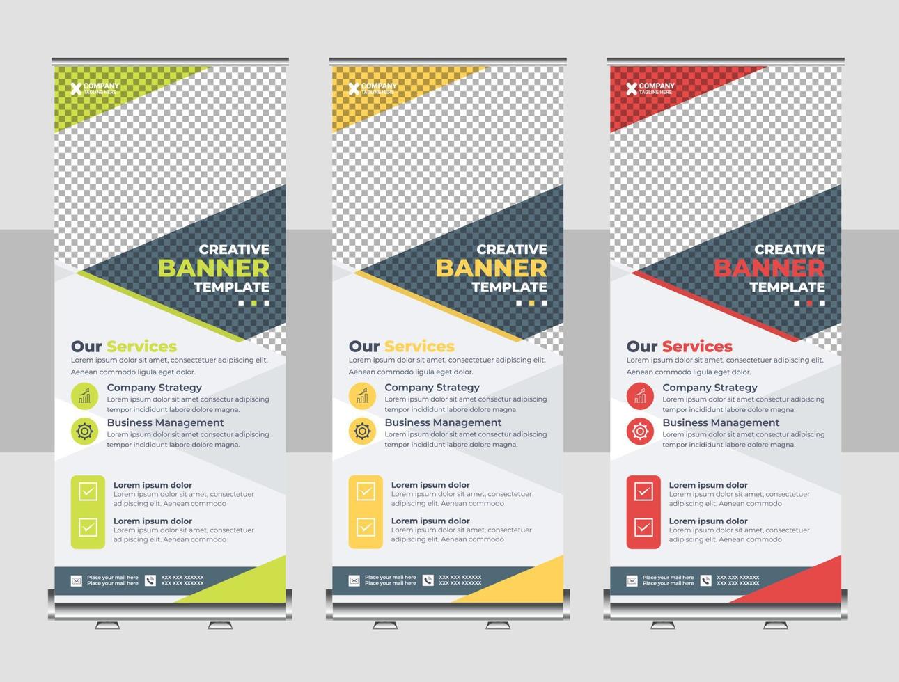 Roll up banner design template, Business banner layout. vertical, abstract background, pull up design, modern x-banner, rectangle size, presentation, poster, advertisement vector