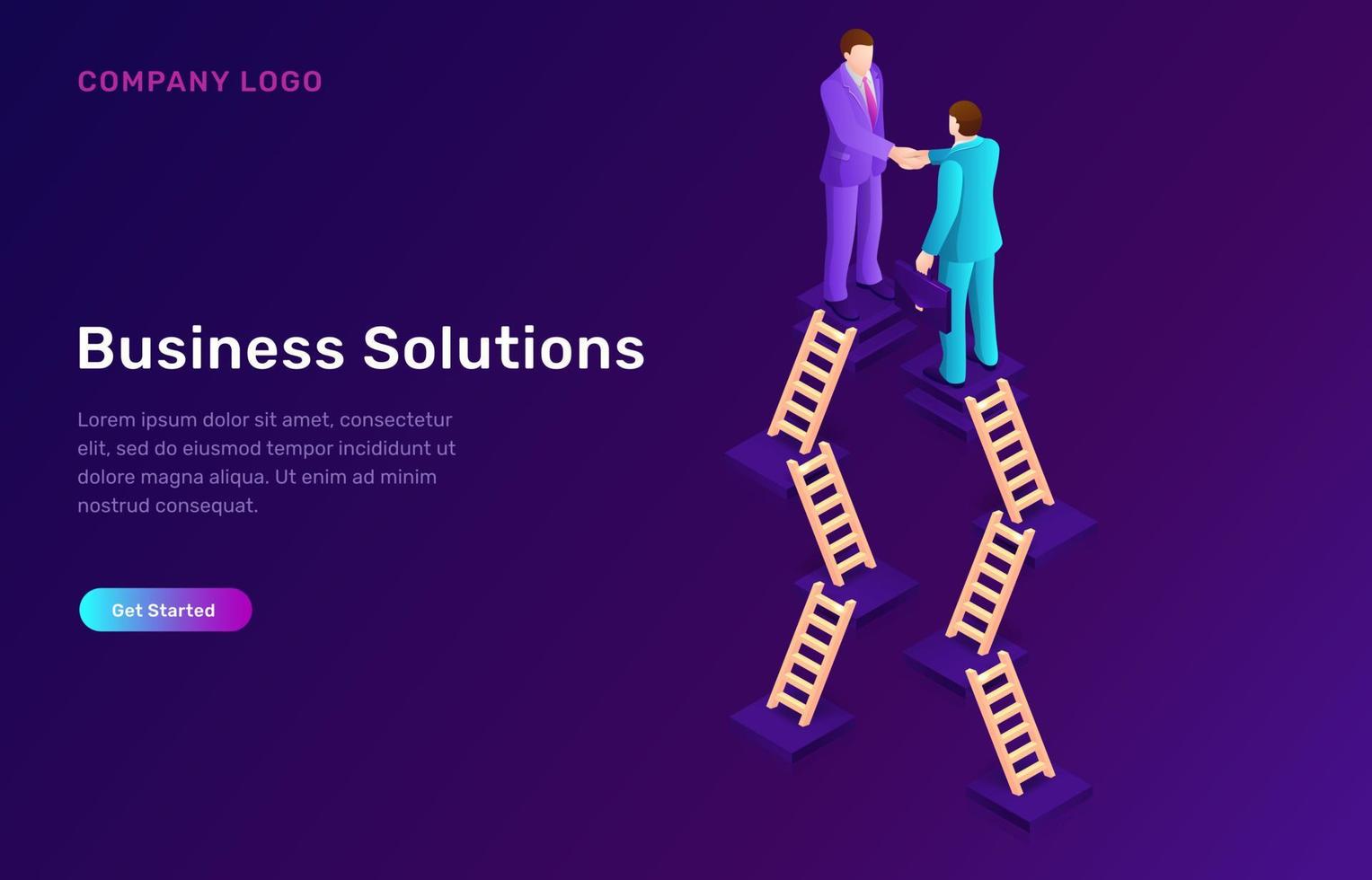 Business solution and agreement isometric concept vector