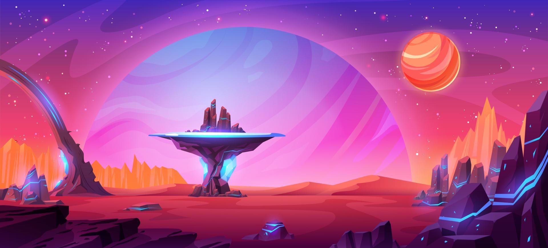 Space game vector background. Fantasy alien planet