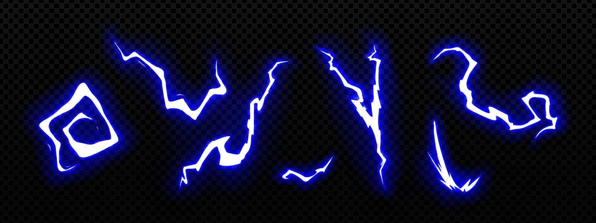 Electric thunder bolt effect. Blue lightnings vector