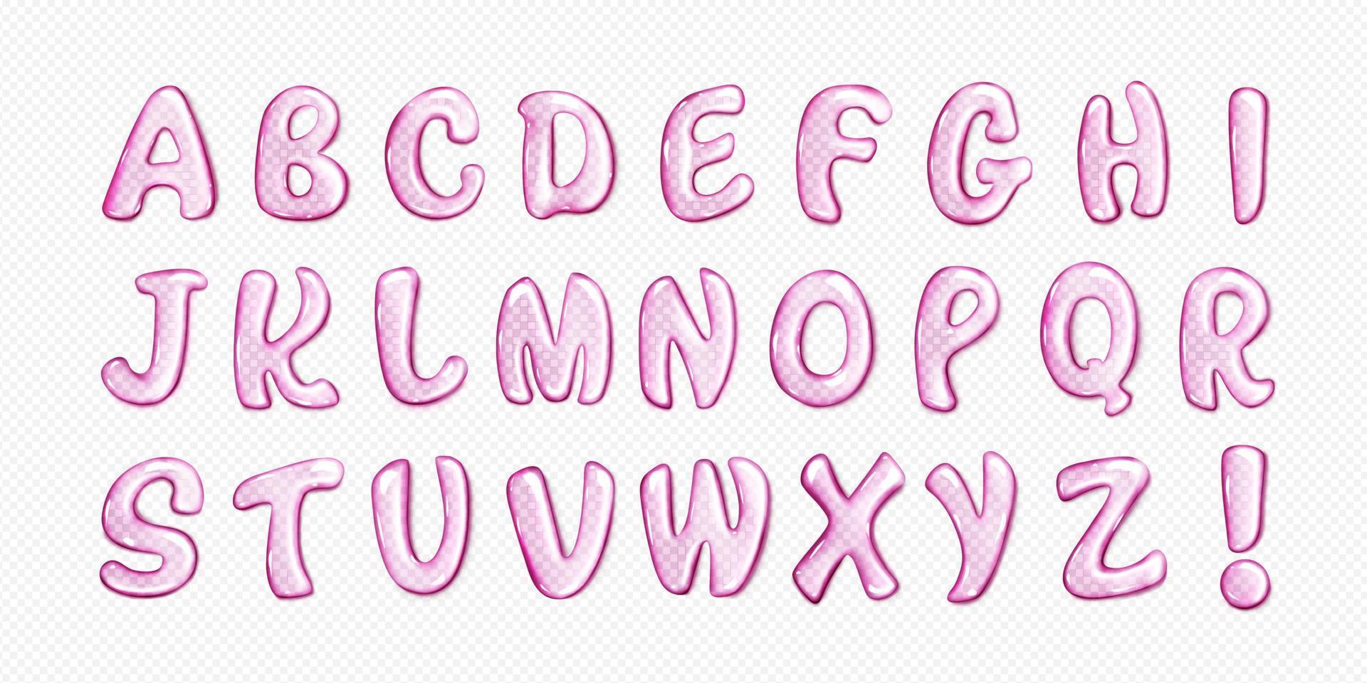 Pink water alphabet, type font with letters vector