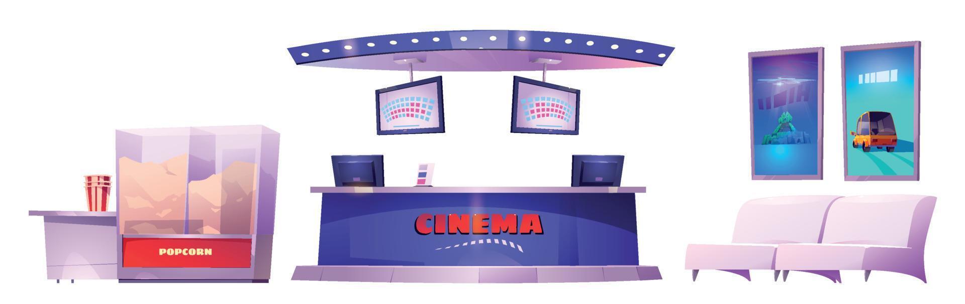 Ticket office and popcorn bar for cinema interior vector