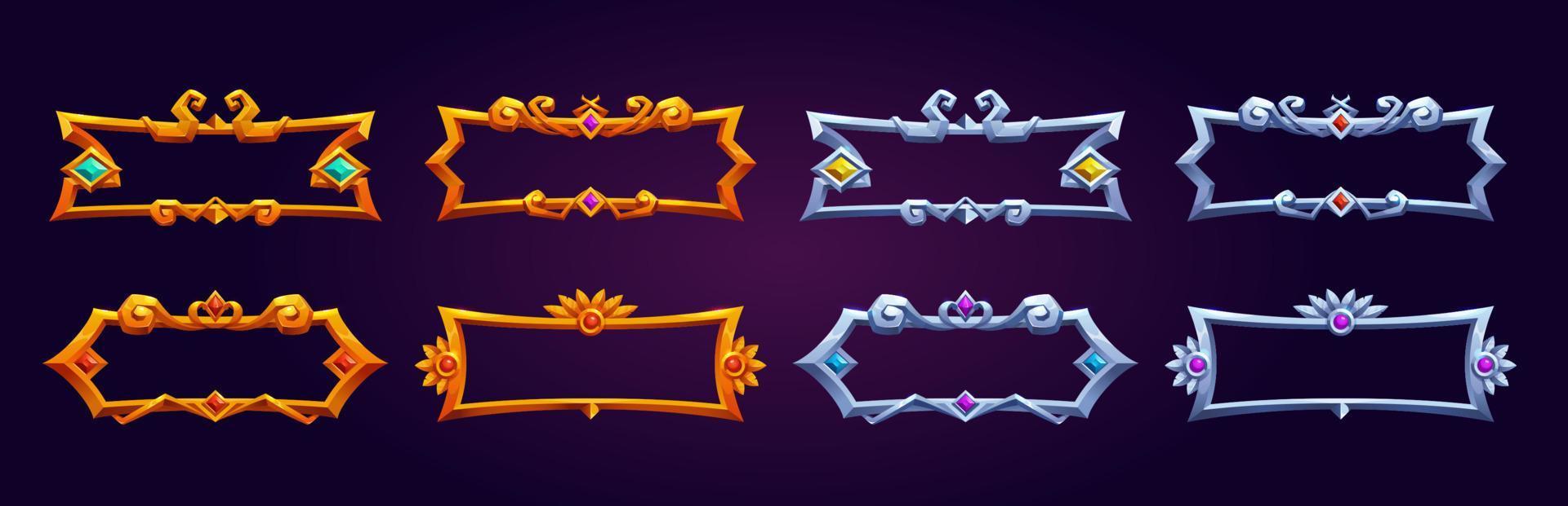 Fantasy golden and silver frames for rpg game vector