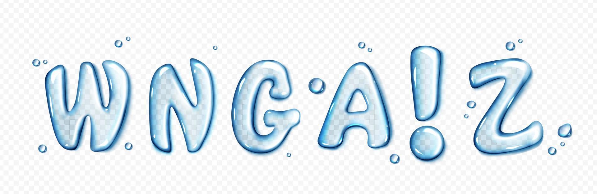 Water font letters png isolated on transparent vector
