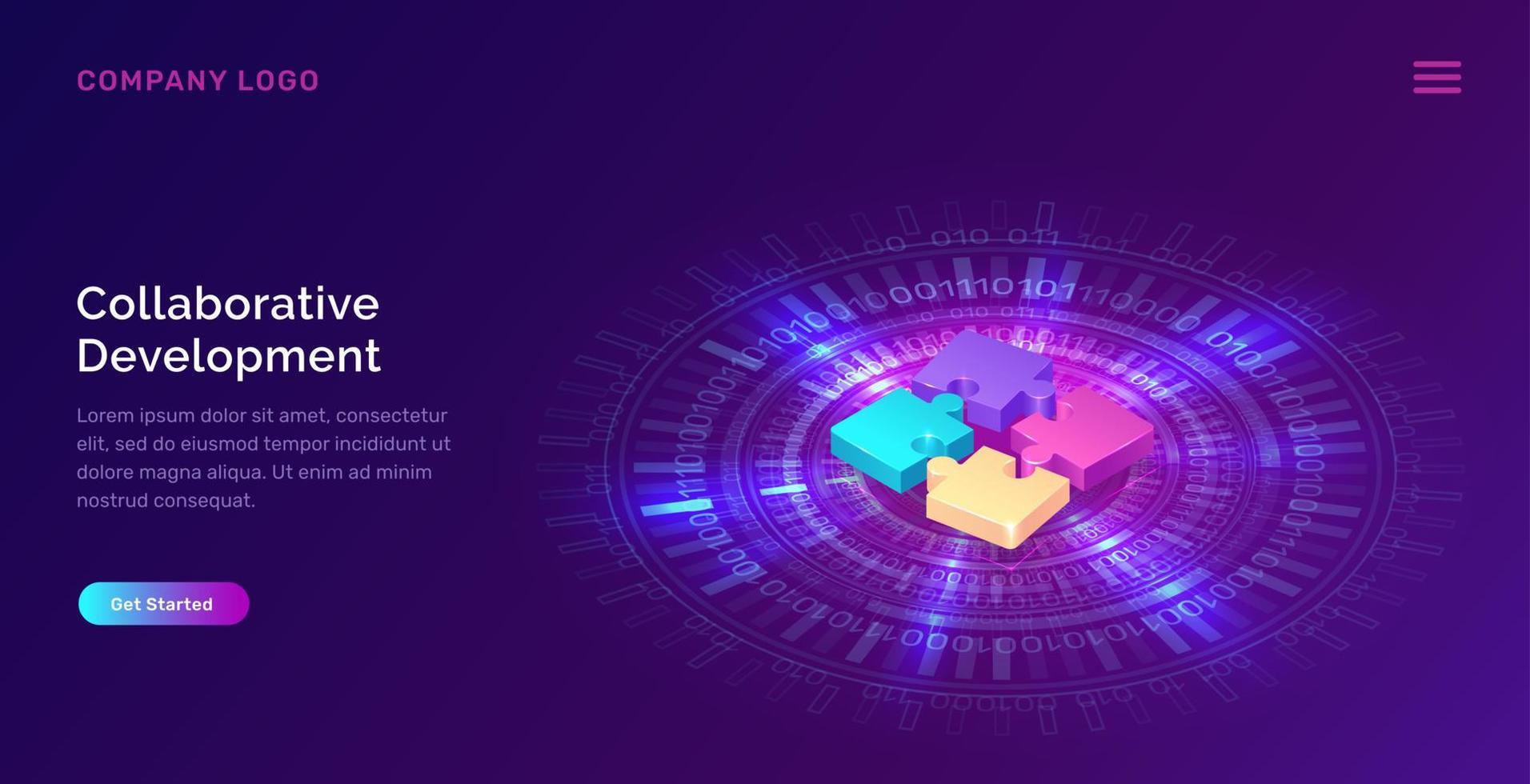 Collaborative development, isometric concept vector