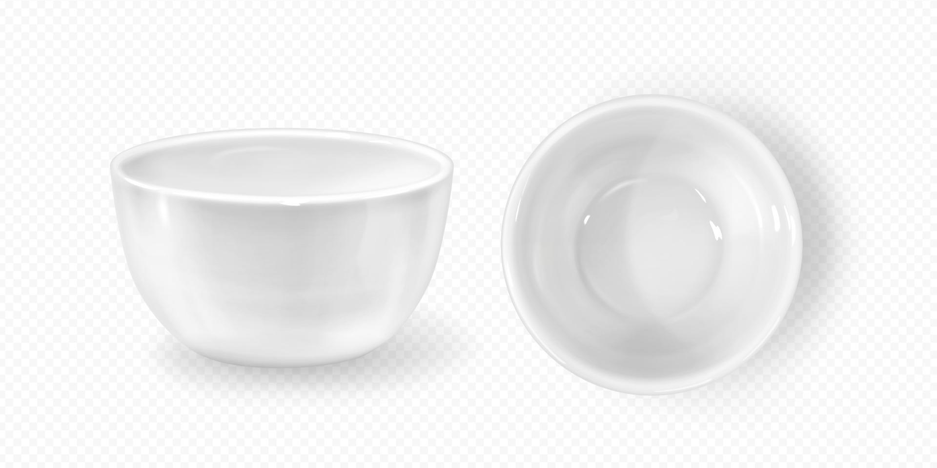 Realistic empty sauce bowl. Isolated white plate. vector