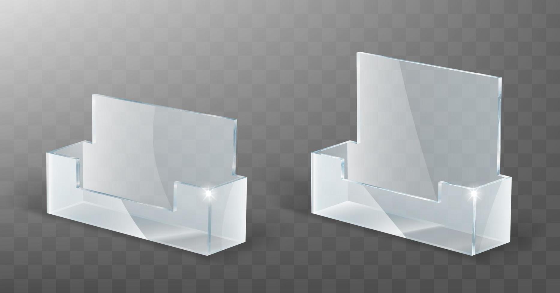 Acrylic card holder, glass plastic display stand vector