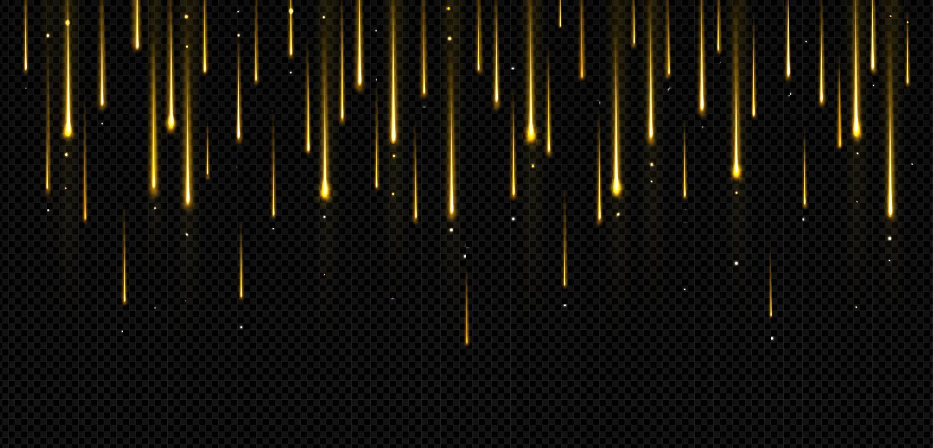 Falling down golden comet rain vector background