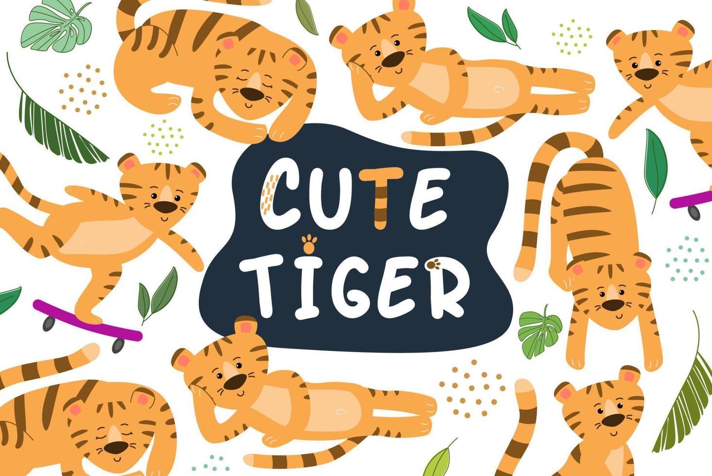 Cute tiger character. Illustration wildlife animal vector