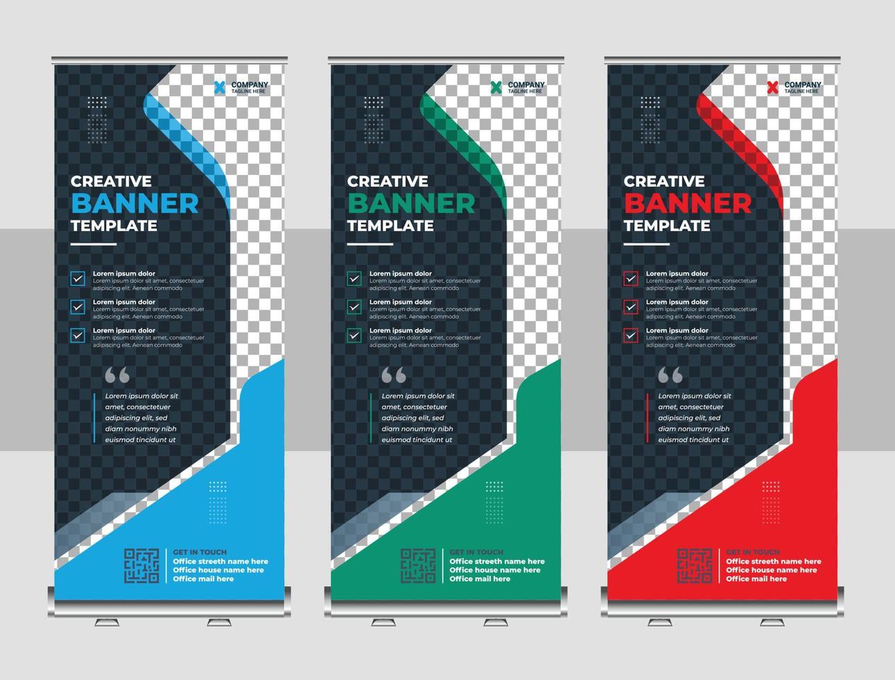orporate business company rackcard, stand banner, and x banner design vector
