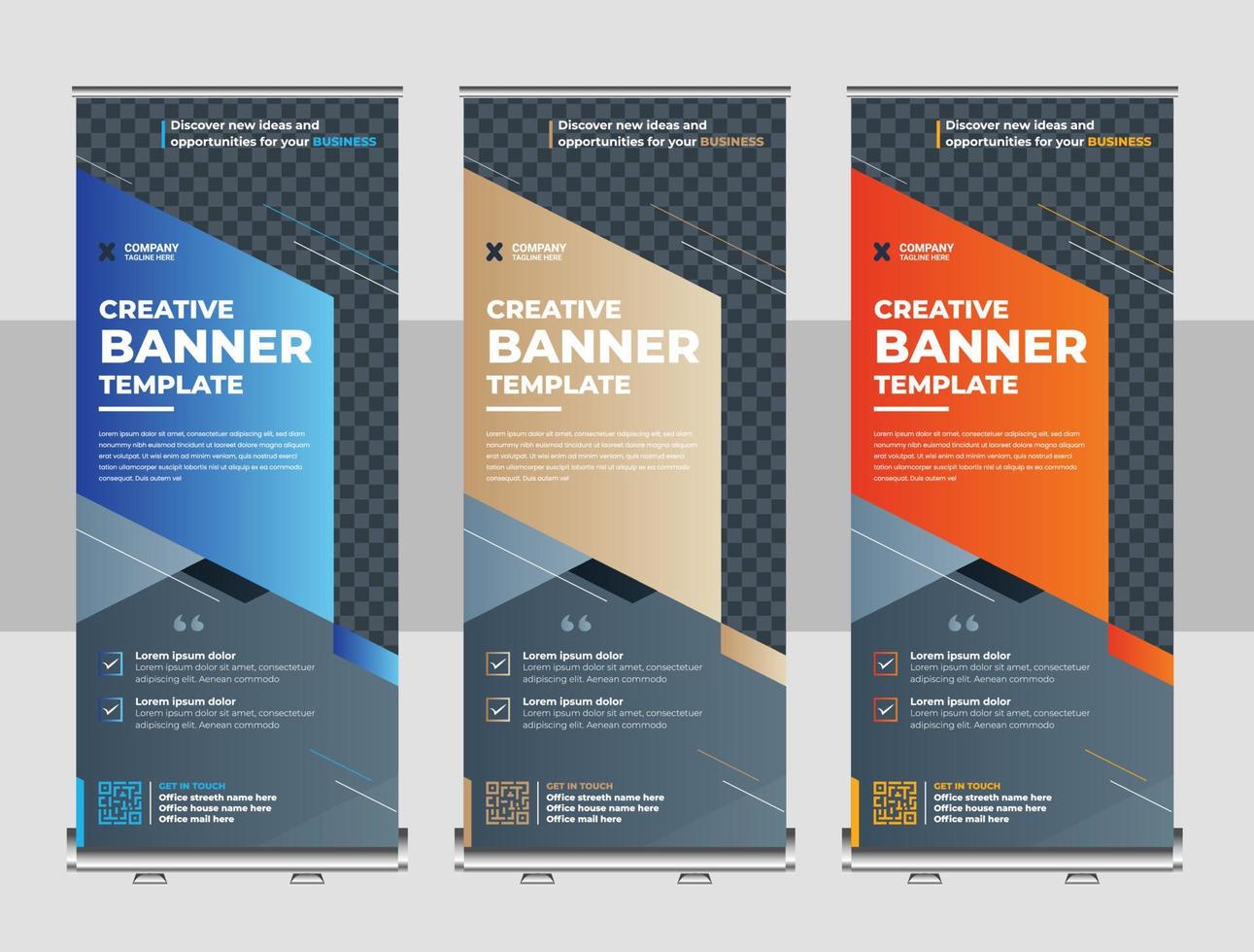 orporate business company rackcard, stand banner, and x banner design vector