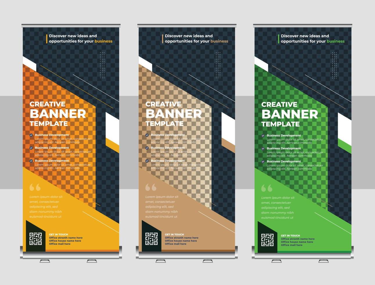 orporate business company rackcard, stand banner, and x banner design vector