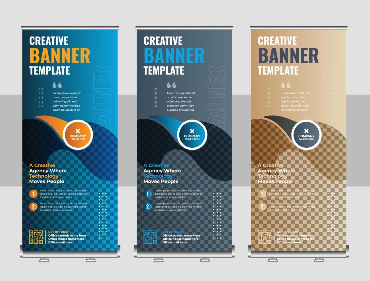 orporate business company rackcard, stand banner, and x banner design vector