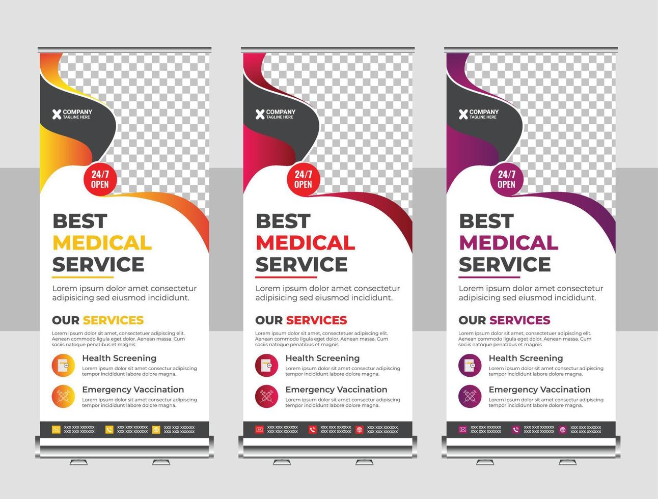Medical rollup or X banner design template vector