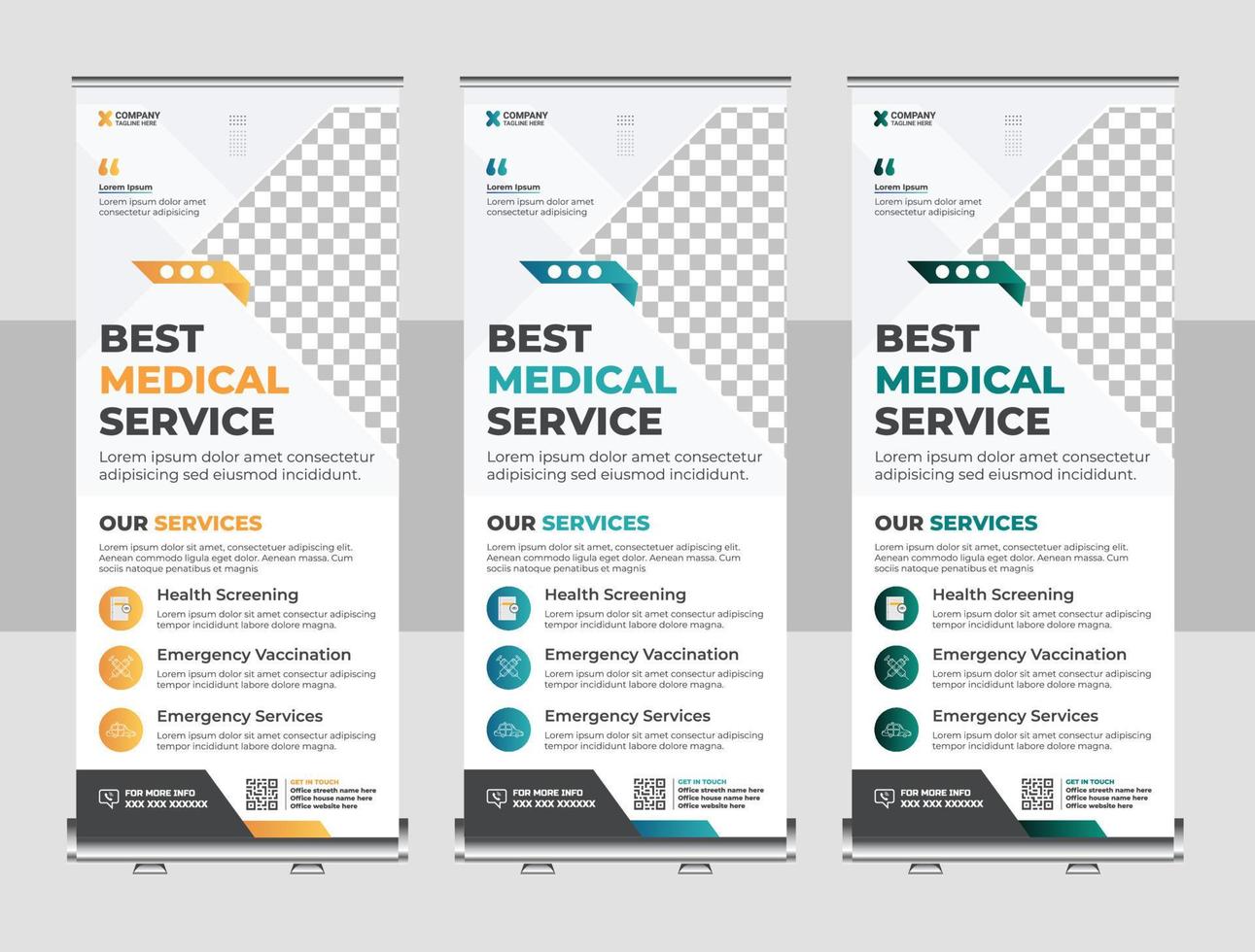 Medical rollup or X banner design template vector