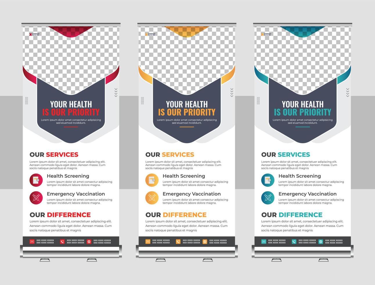 Medical rollup or X banner design template vector