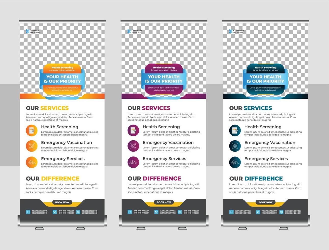 Medical rollup or X banner design template vector