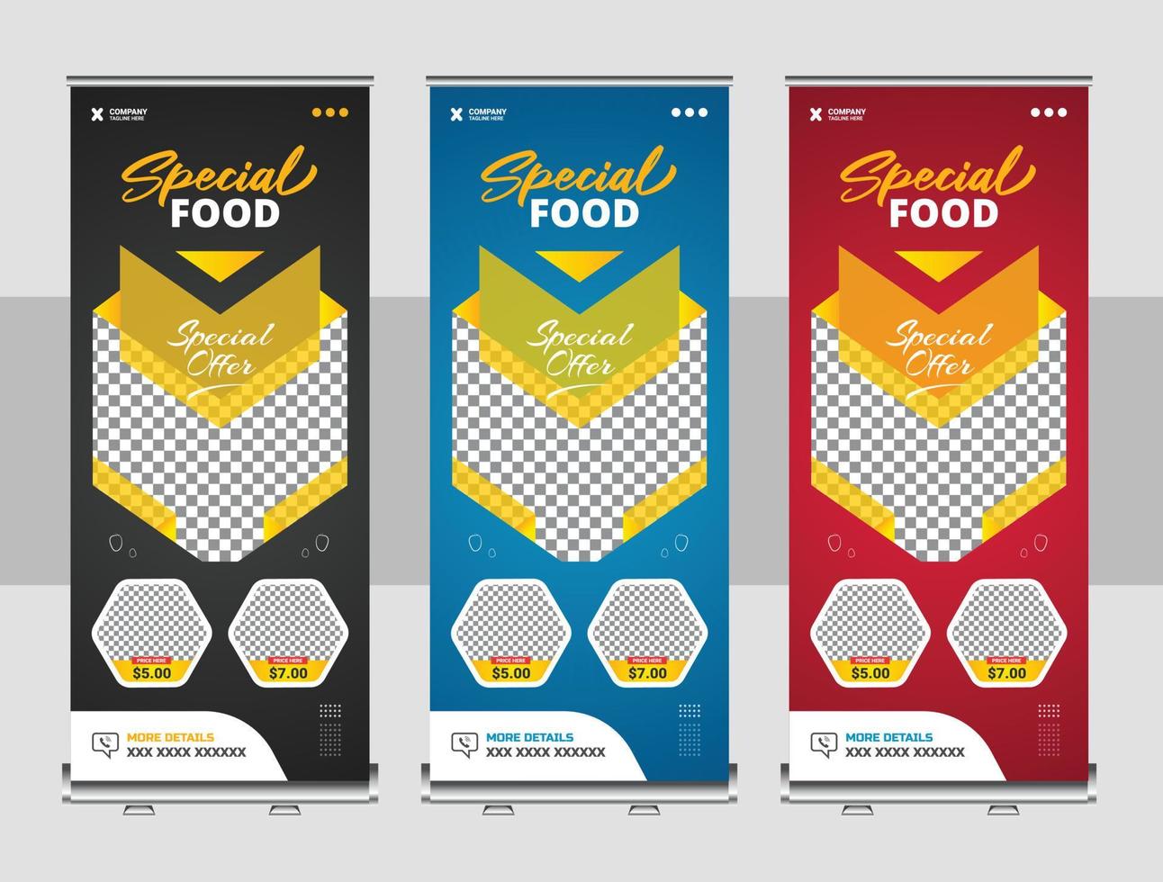 Food and restaurant roll up banner design template vector