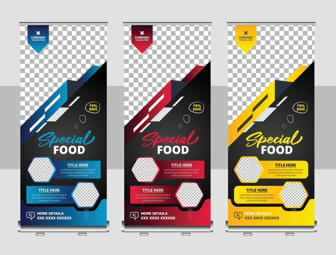 Food and restaurant roll up banner design template vector