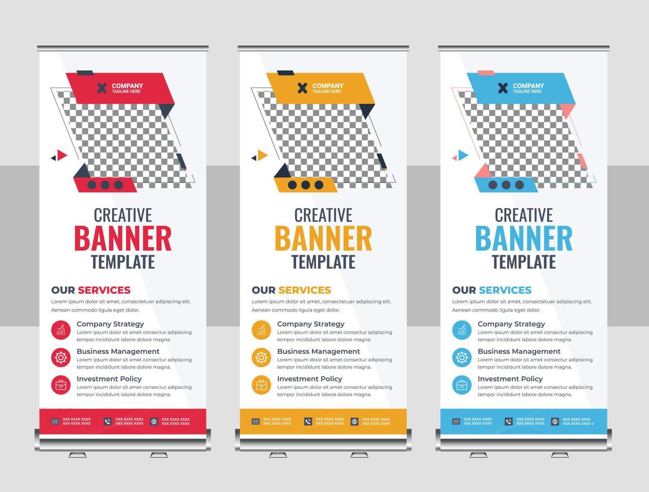 Creative business agency roll up banner design or pull up banner template vector