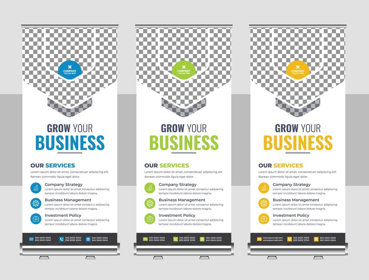Creative business agency roll up banner design or pull up banner template vector