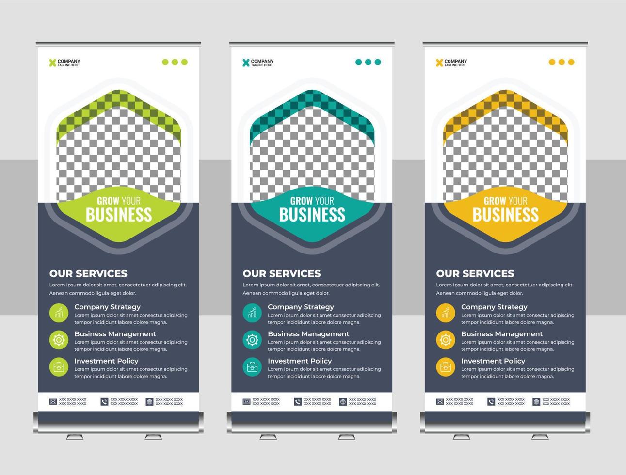 Creative business agency roll up banner design or pull up banner template vector