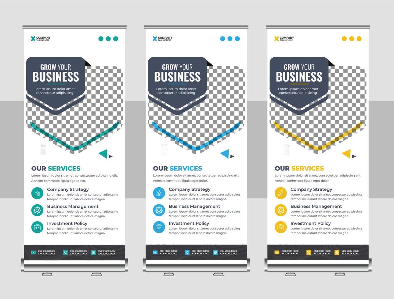 Creative business agency roll up banner design or pull up banner template vector