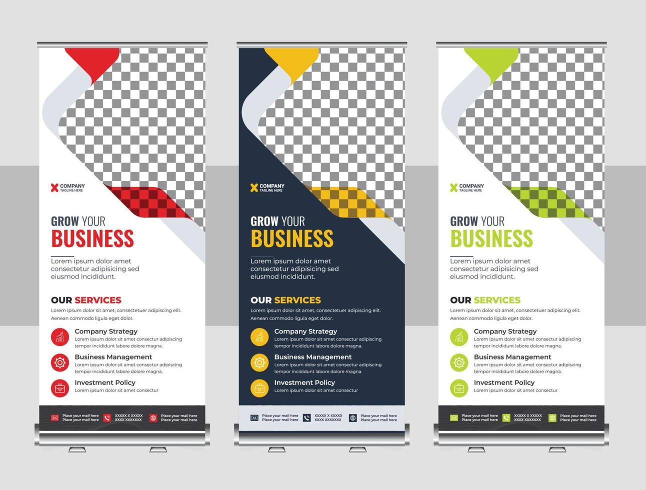 Creative business agency roll up banner design or pull up banner template vector