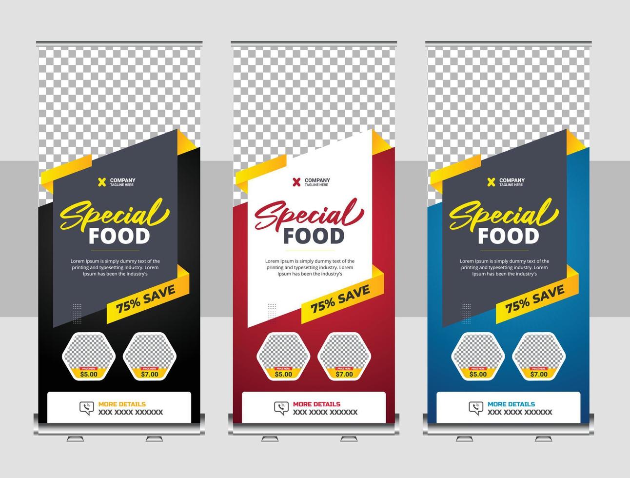 Food and restaurant roll up banner design template vector