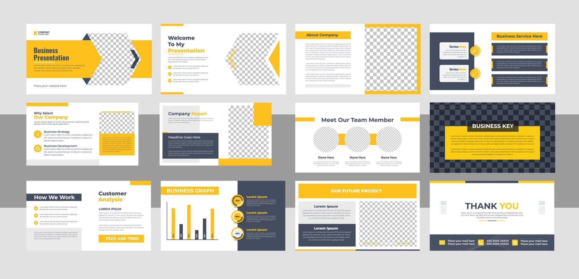 Creative business presentation slide template design set vector