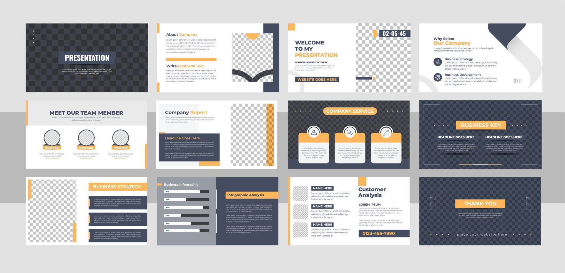 conjunto de diseño de plantilla de diapositiva de presentación de negocios creativos vector