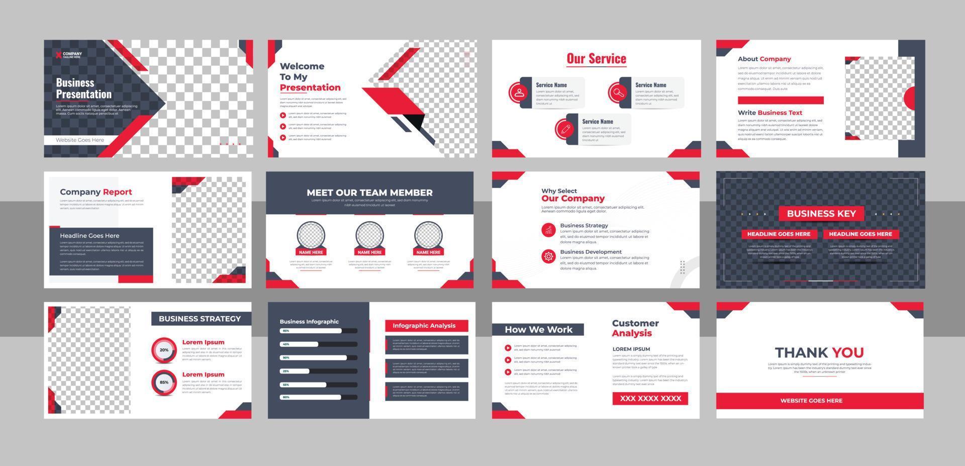 Creative business presentation slide template design set vector