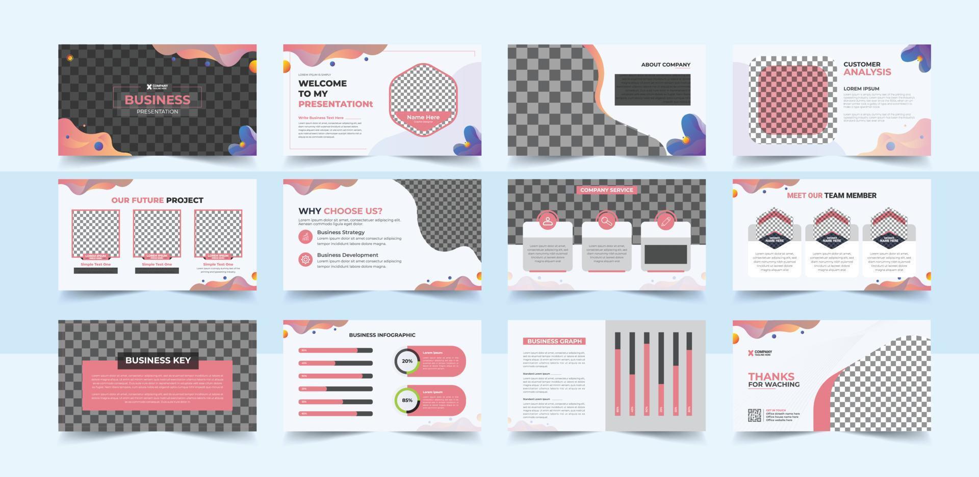 Creative business presentation slide template design set vector