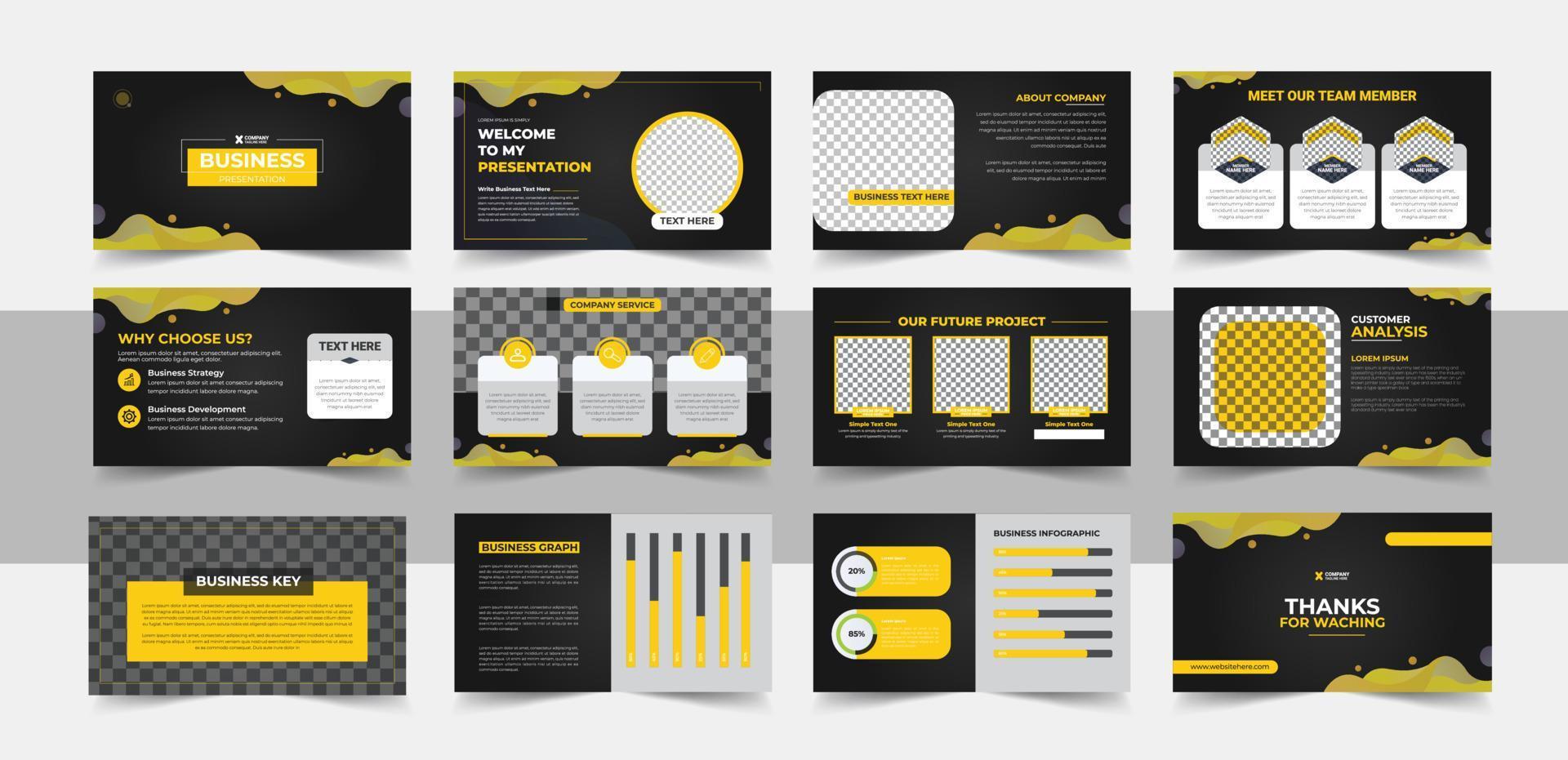 Creative business presentation slide template design set vector